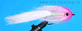 Brush Streamer Pink White щука нахлыстом, ловля щуки нахлыстом, стримеры для щуки